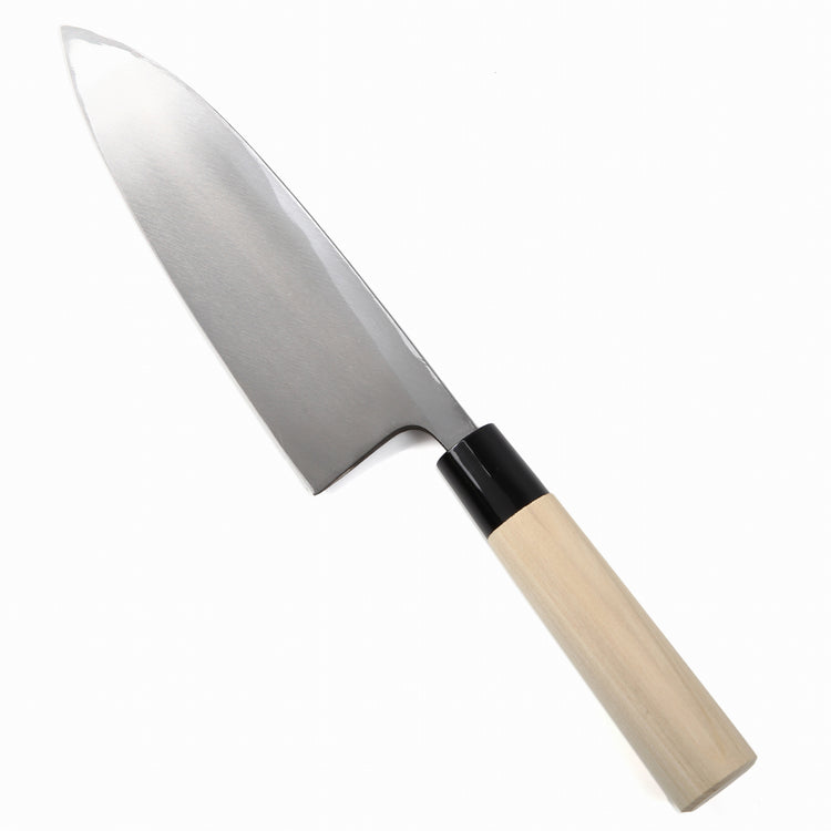 Syosaku Japanese Sushi Fillet Chef Knife Kigami (Yellow Steel) No.2 D-Shape Magnolia Wood Handle, Deba 7-inch (180mm) - Syosaku-Japan