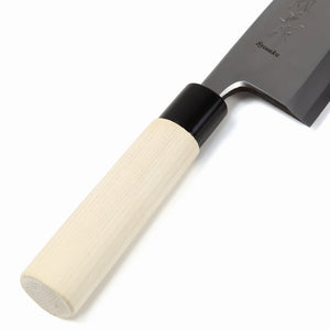 Syosaku Japanese Sushi Fillet Chef Knife Kigami (Yellow Steel) No.2 D-Shape Magnolia Wood Handle, Deba 7.7-inch (195mm) - Syosaku-Japan