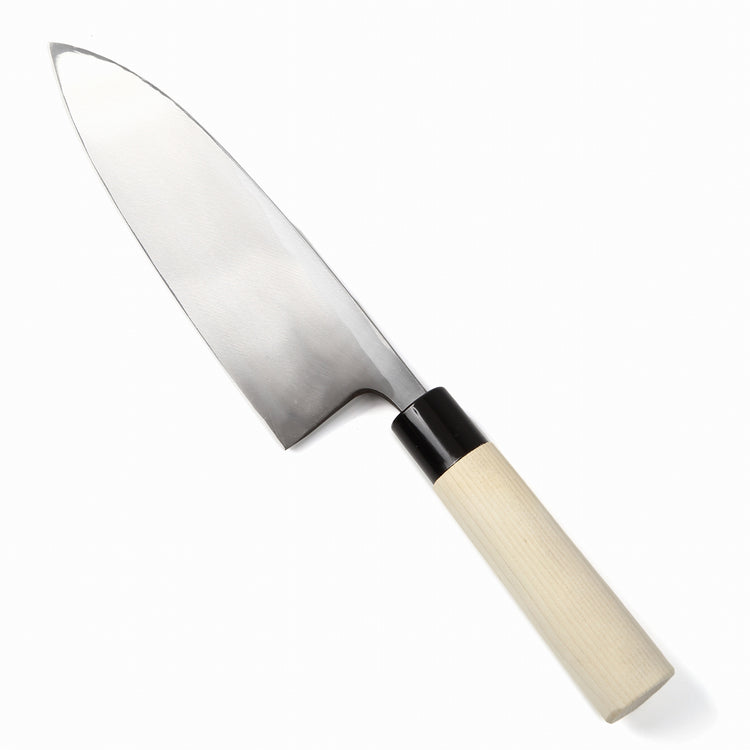 Syosaku Japanese Sushi Fillet Chef Knife Kigami (Yellow Steel) No.2 D-Shape Magnolia Wood Handle, Deba 7.7-inch (195mm) - Syosaku-Japan