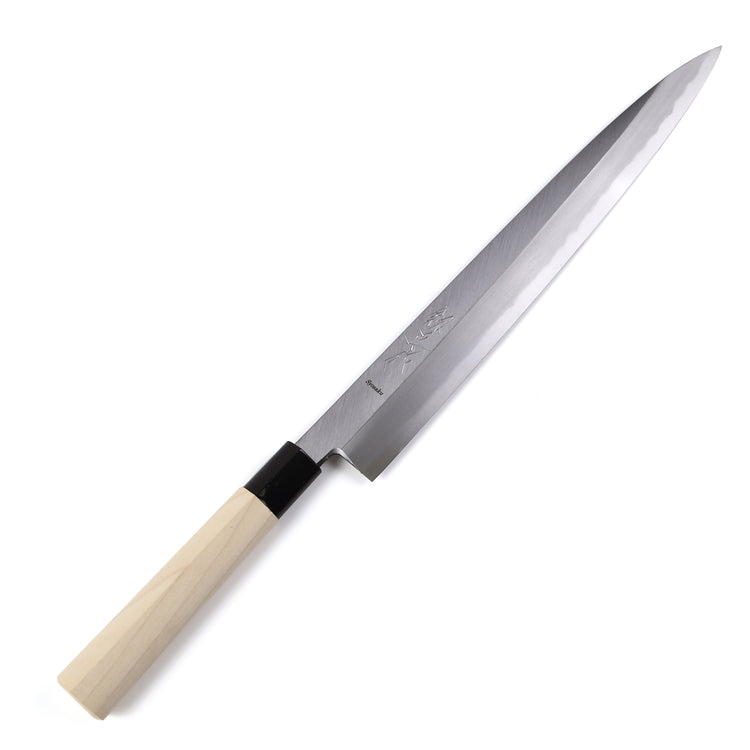 Syosaku Japanese Sushi Sashimi Chef Knife Kigami (Yellow Steel) No.2 D-Shape Magnolia Wood Handle, Yanagiba 11.8-inch (300mm) - Syosaku-Japan