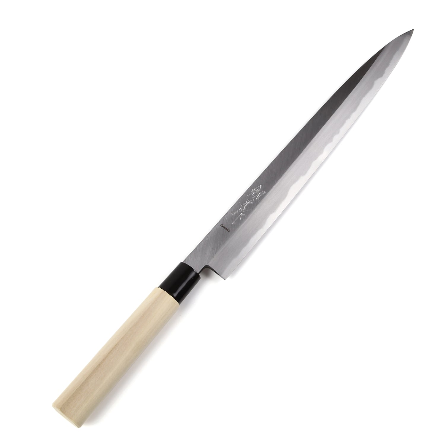 Syosaku Japanese Sushi Sashimi Chef Knife Kigami (Yellow Steel) No.2 D-Shape Magnolia Wood Handle, Yanagiba 13-inch (330mm) - Syosaku-Japan