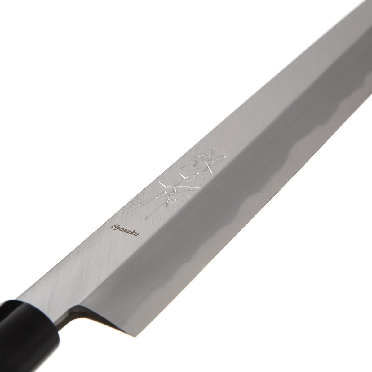 Syosaku Japanese Sushi Sashimi Chef Knife Kigami (Yellow Steel) No.2 D-Shape Magnolia Wood Handle, Yanagiba 13-inch (330mm) - Syosaku-Japan