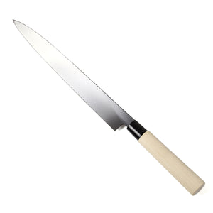Syosaku Japanese Sushi Sashimi Chef Knife Kigami (Yellow Steel) No.2 D-Shape Magnolia Wood Handle, Yanagiba 13-inch (330mm) - Syosaku-Japan