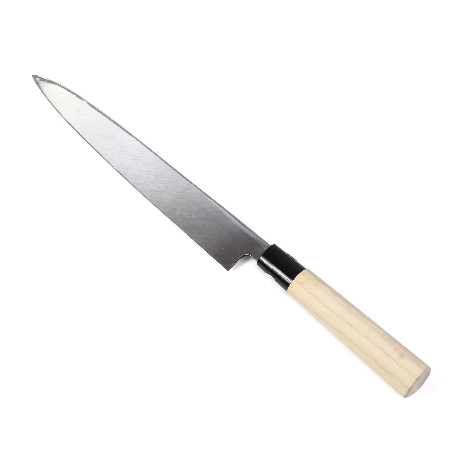 Syosaku Japanese Sushi Sashimi Chef Knife Kigami (Yellow Steel) No.2 D-Shape Magnolia Wood Handle, Yanagiba 9.5-inch (240mm) - Syosaku-Japan