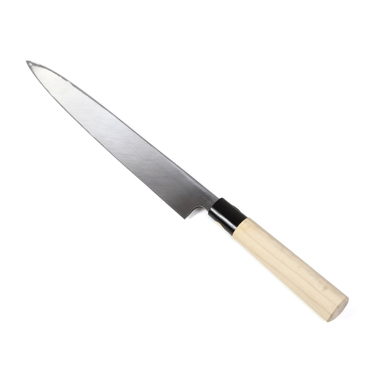 Syosaku Japanese Sushi Sashimi Chef Knife Kigami (Yellow Steel) No.2 D-Shape Magnolia Wood Handle, Yanagiba 9.5-inch (240mm) - Syosaku-Japan