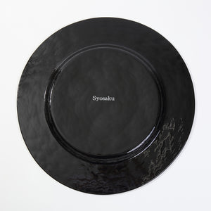 Syosaku Japanese Urushi Glass Dinner Plate 12.5-inch (32cm) Majestic Green with Gold Leaf, Dishwasher Safe - Syosaku-Japan