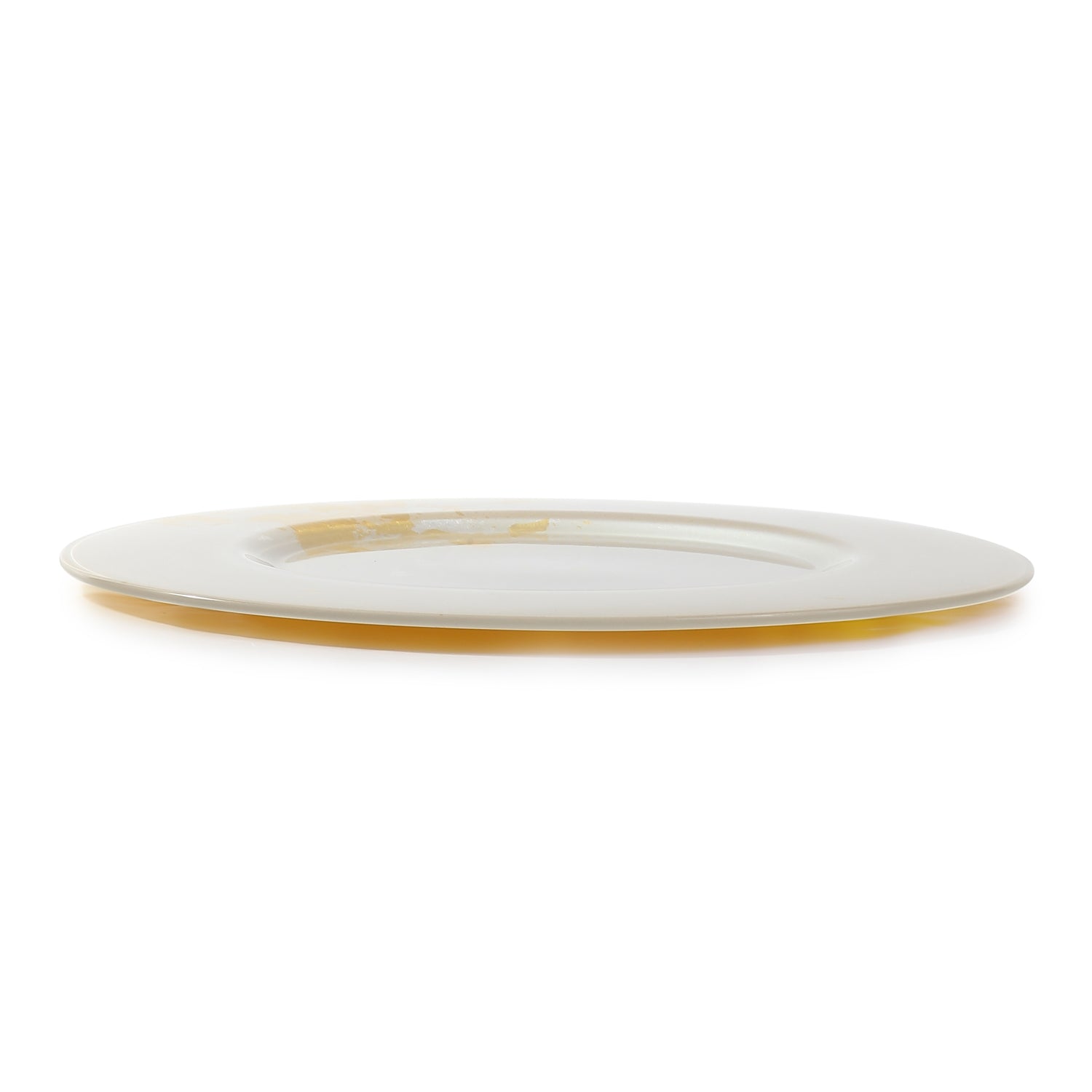 Syosaku Japanese Urushi Glass Charger Plate 13.9-inch (35cm) Majestic White with Gold Leaf, Dishwasher Safe - Syosaku-Japan