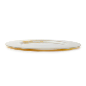 Syosaku Japanese Urushi Glass Charger Plate 13.9-inch (35cm) Majestic White with Gold Leaf, Dishwasher Safe - Syosaku-Japan