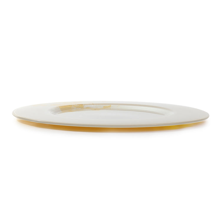 Syosaku Japanese Urushi Glass Charger Plate 13.9-inch (35cm) Majestic White with Gold Leaf, Dishwasher Safe - Syosaku-Japan