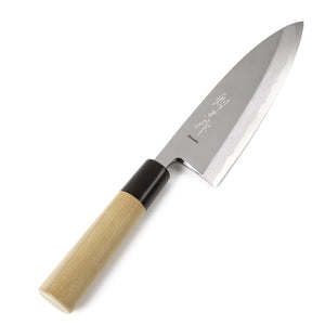 Syosaku Japanese Sushi Fillet Chef Knife Shiroko (White Steel) No.2 D-Shape Magnolia Wood Handle, Deba 6.5-inch (165mm) - Syosaku-Japan