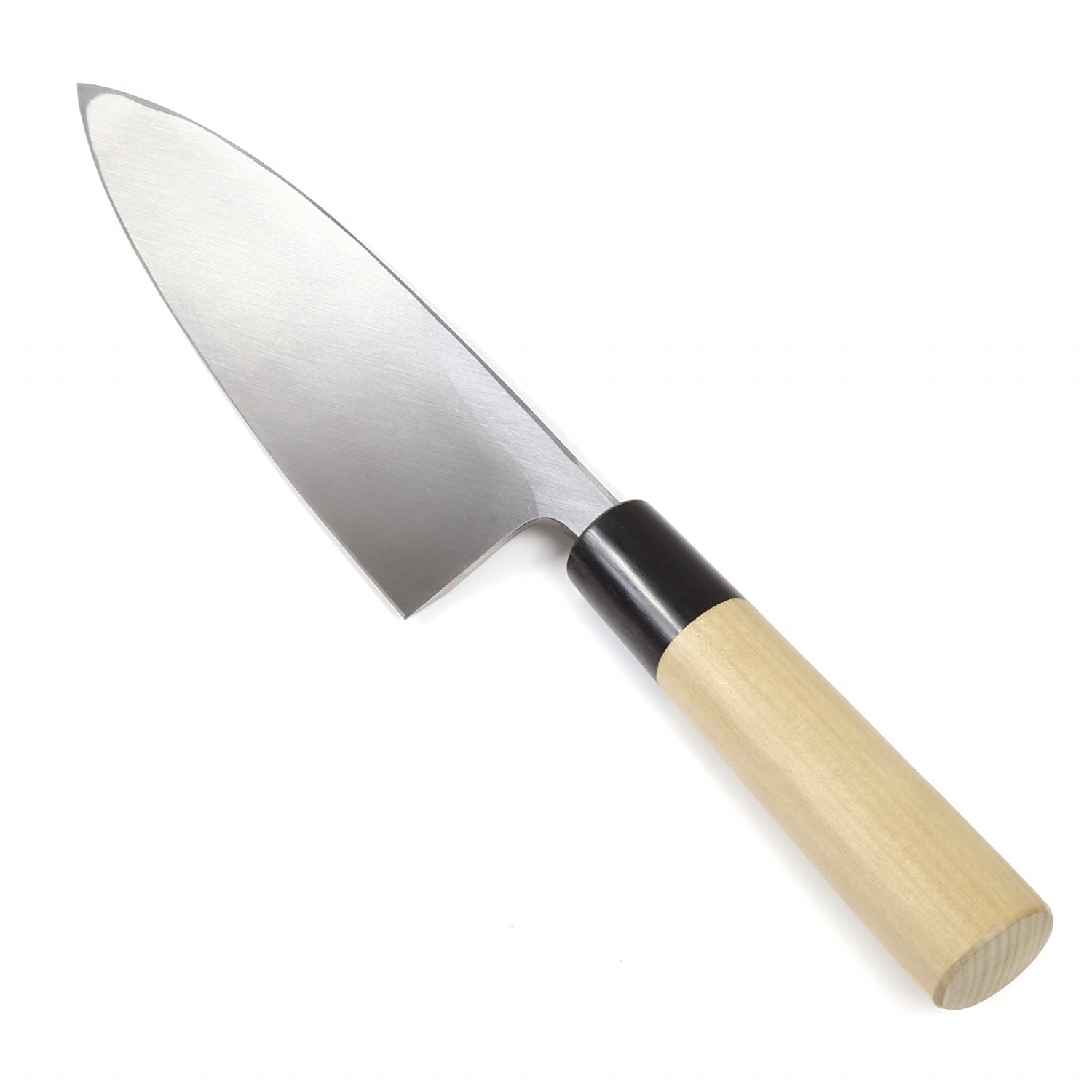 Syosaku Japanese Sushi Fillet Chef Knife Shiroko (White Steel) No.2 D-Shape Magnolia Wood Handle, Deba 6.5-inch (165mm) - Syosaku-Japan