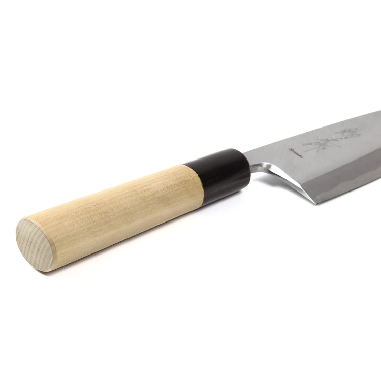 Syosaku Japanese Sushi Fillet Chef Knife Shiroko (White Steel) No.2 D-Shape Magnolia Wood Handle, Deba 6.5-inch (165mm) - Syosaku-Japan