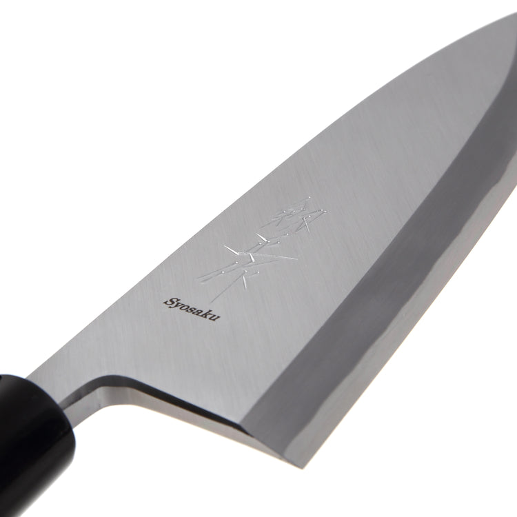 Syosaku Japanese Sushi Fillet Chef Knife Shiroko (White Steel) No.2 D-Shape Magnolia Wood Handle, Deba 8.3-inch (210mm) - Syosaku-Japan