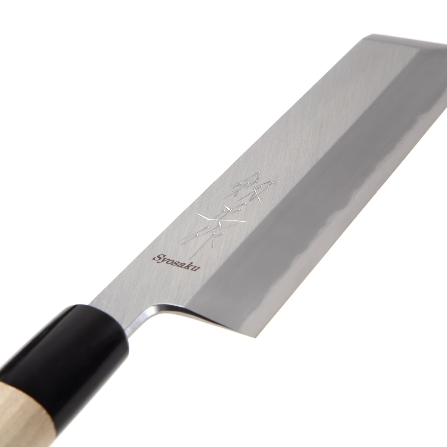 Syosaku Japanese Sushi Vegetable Chef Knife Shiroko (White Steel) No.2 D-Shape Magnolia Wood Handle, Edo Usuba 6.5-inch (165mm) - Syosaku-Japan