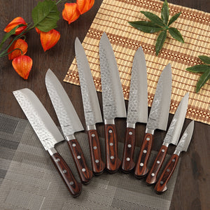 Syosaku Japanese Vegetable Knife Hammered Damascus VG-10 16 Layer Mahogany Handle, Nakiri 6.3-inch (160mm) - Syosaku-Japan
