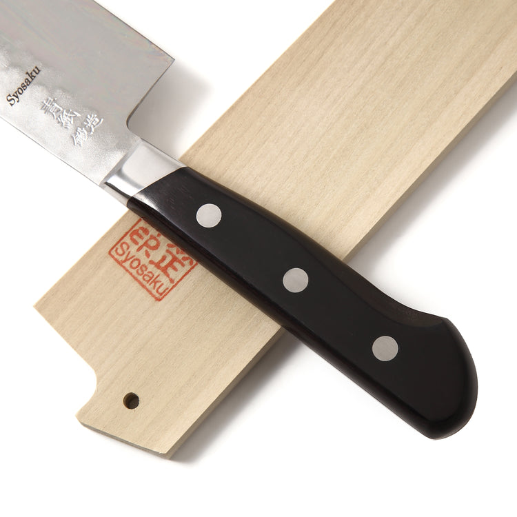 Syosaku Japanese Vegetable Knife Aoko (Blue Steel) - No.2 Black Pakkawood Handle, Nakiri 6.5-inch (160mm) with Magnolia Wood Sheath Saya Cover - Syosaku-Japan