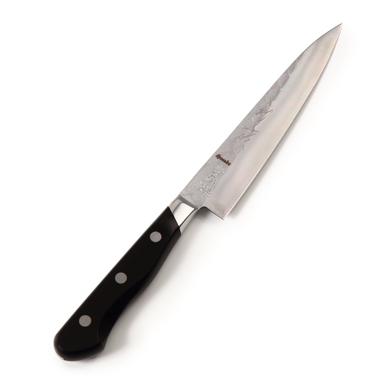Syosaku Japanese Petty Knife Aoko (Blue Steel) No.2 Black Pakkawood Handle, 5.3-inch (135mm) - Syosaku-Japan