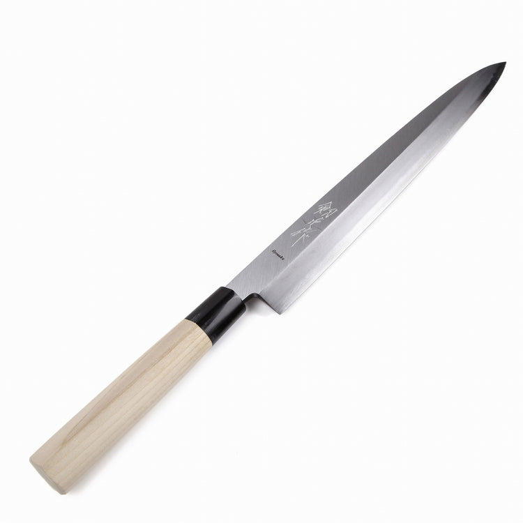 Syosaku Japanese Sushi Sashimi Chef Knife Shiroko (White Steel) No.2 D-Shape Magnolia Wood Handle, Yanagiba 13-inch (330mm) - Syosaku-Japan