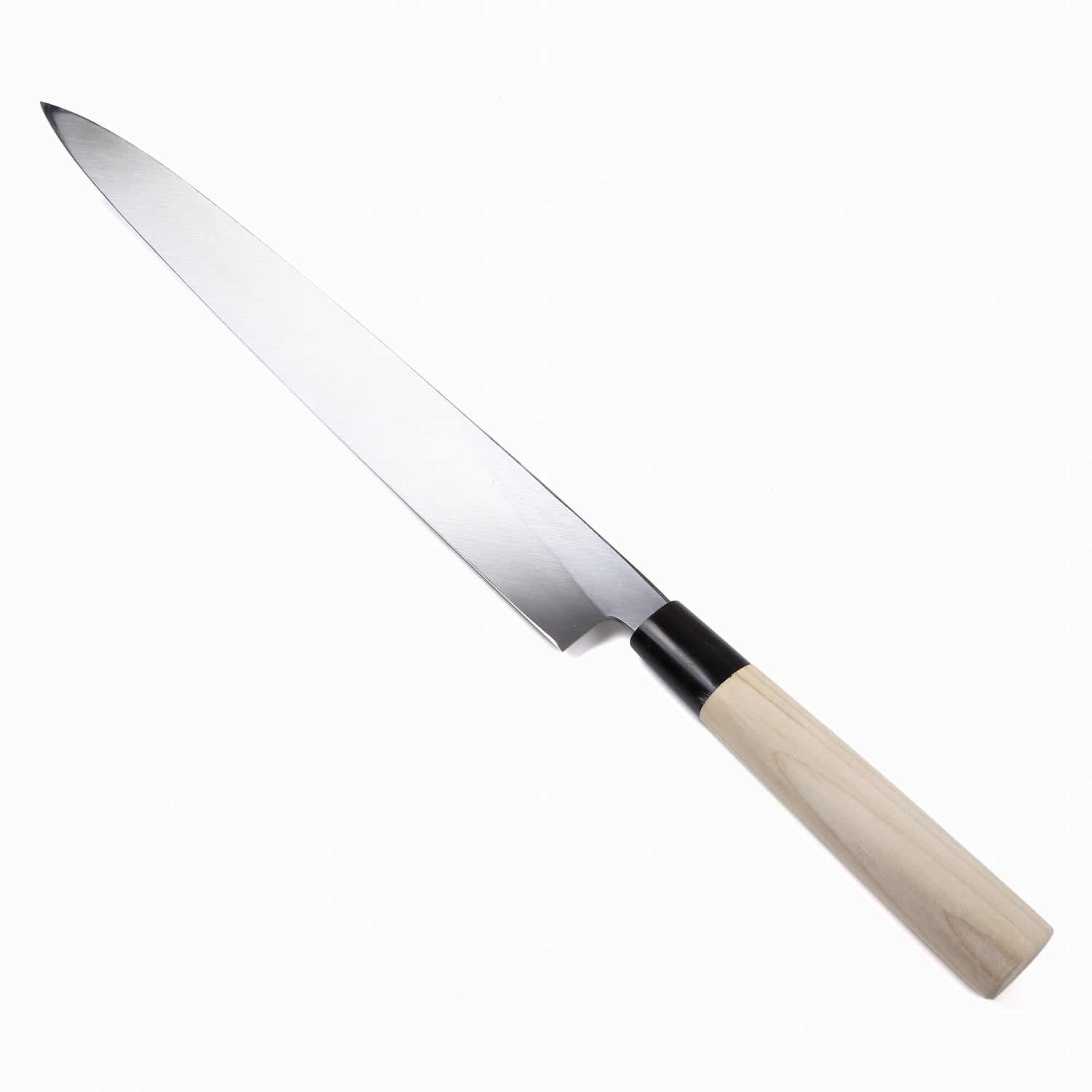 Syosaku Japanese Sushi Sashimi Chef Knife Shiroko (White Steel) No.2 D-Shape Magnolia Wood Handle, Yanagiba 13-inch (330mm) - Syosaku-Japan