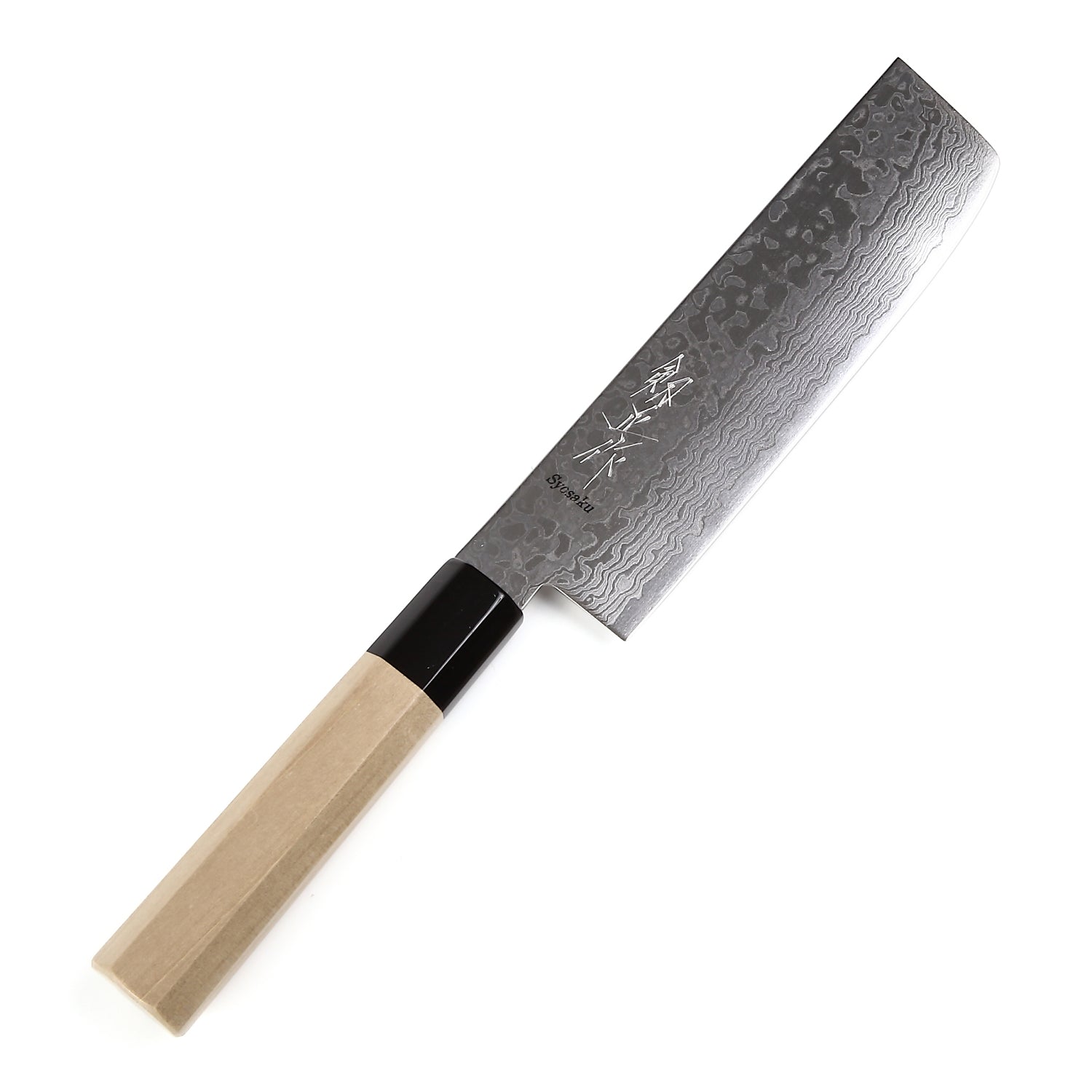 Syosaku Japanese Vegetable Knife Damascus ZA18 69 Layer Octagonal Magnolia Wood Handle, Nakiri 6.3-inch (160mm) - Syosaku-Japan
