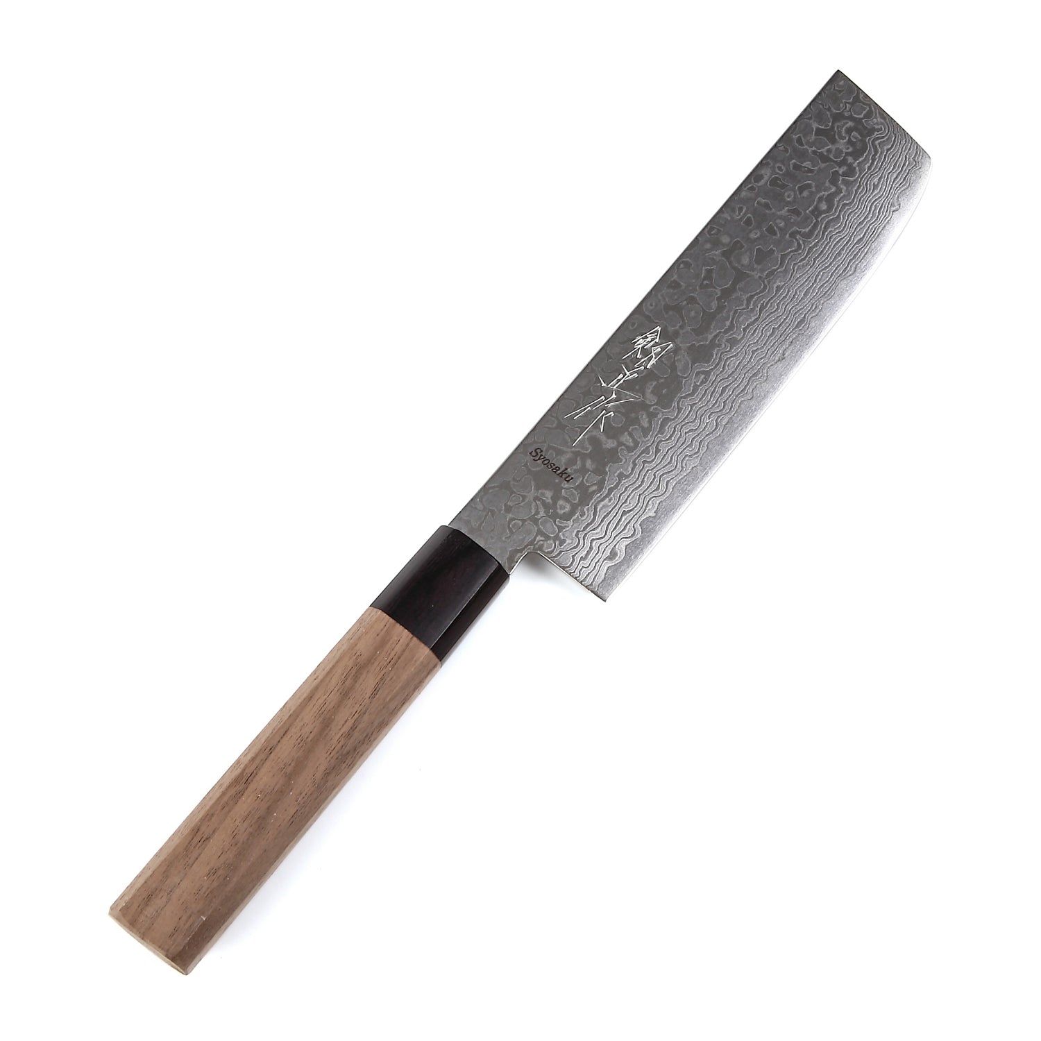 Syosaku Japanese Vegetable Knife Damascus ZA18 69 Layer Octagonal Walnut Handle, Nakiri 6.3-inch (160mm) - Syosaku-Japan
