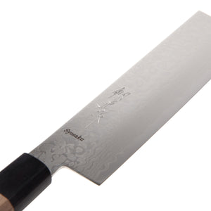 Syosaku Japanese Vegetable Knife Damascus ZA18 69 Layer Octagonal Walnut Handle, Nakiri 6.3-inch (160mm) - Syosaku-Japan