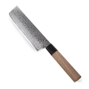 Syosaku Japanese Vegetable Knife Damascus ZA18 69 Layer Octagonal Walnut Handle, Nakiri 6.3-inch (160mm) - Syosaku-Japan