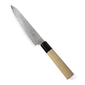 Syosaku Japanese Petty Knife Damascus ZA18 69 Layer Octagonal Magnolia Wood Handle, 6-inch (150mm) - Syosaku-Japan