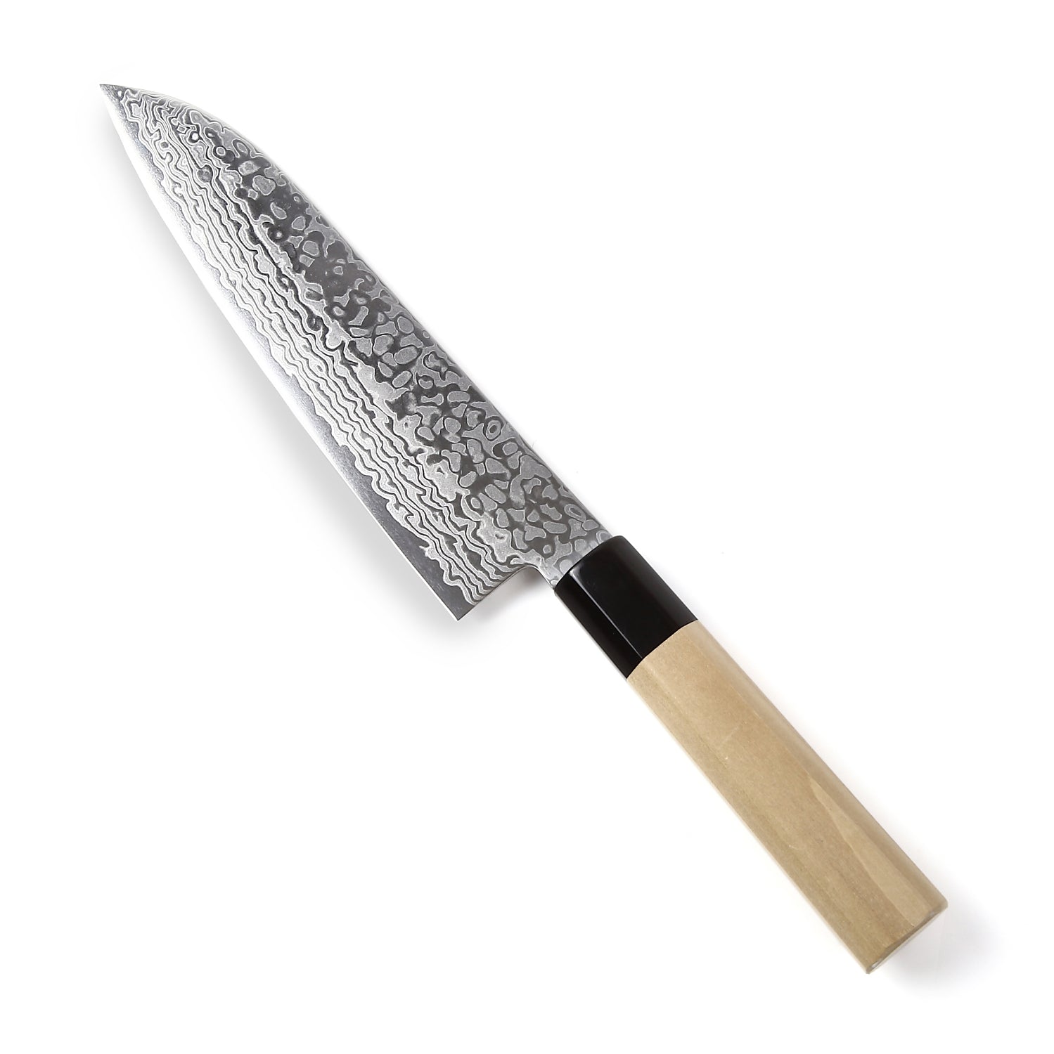 Syosaku Japanese Multi Purpose Chef Knife Damascus ZA18 69 Layer Octagonal Magnolia Wood Handle, Santoku 7-inch (180mm) - Syosaku-Japan