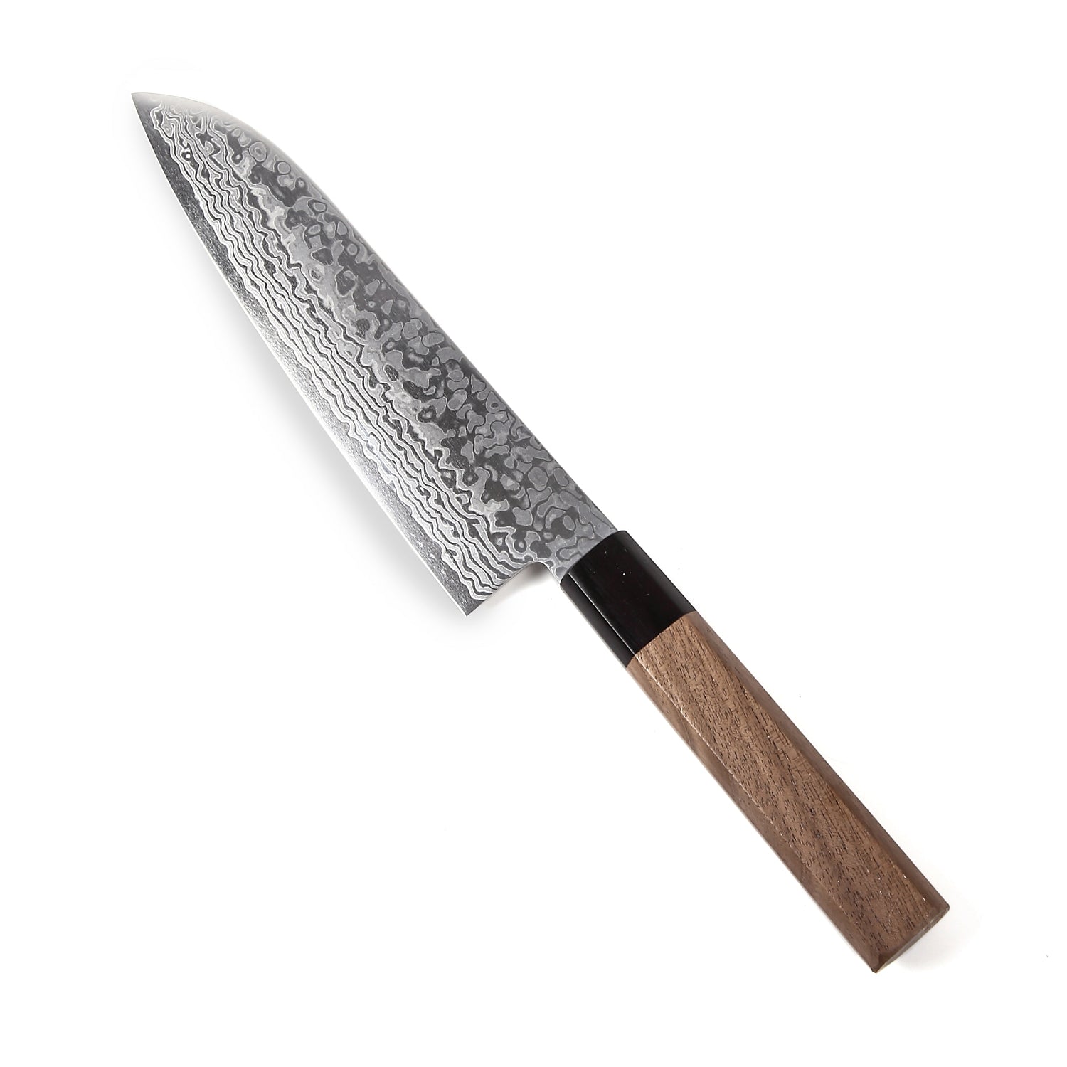 Syosaku Japanese Multi Purpose Chef Knife Damascus ZA18 69 Layer Octagonal Walnut Handle, Santoku 7-inch (180mm) - Syosaku-Japan