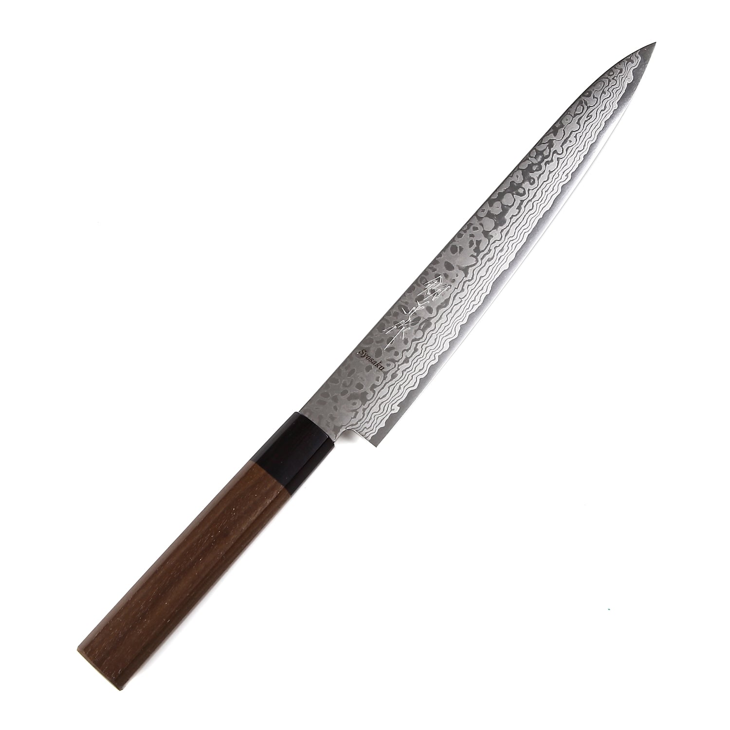 Syosaku Japanese Sujihiki Knife Damascus ZA18 69 Layer Octagonal Walnut Handle, Slicer 9.5-inch (240mm) - Syosaku-Japan
