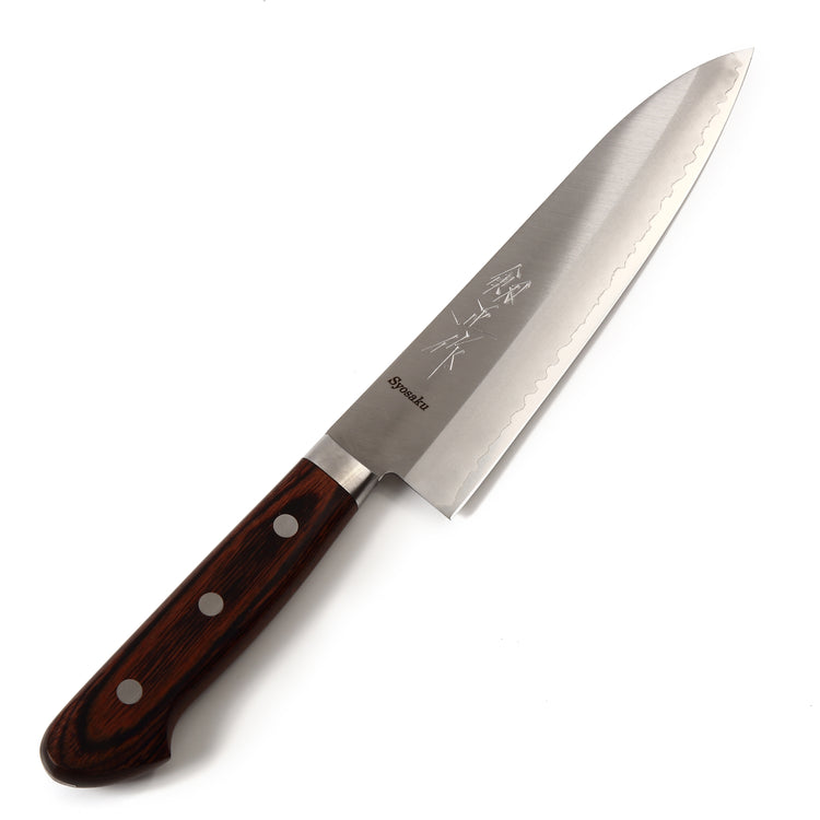 Syosaku Japanese Chef Knife VG-1 Gold Stainless Steel Mahogany Handle, Gyuto 7-inch (180mm) - Syosaku-Japan