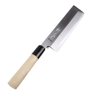 Syosaku Japanese Sushi Vegetable Chef Knife Shiroko (White Steel) No.2 D-Shape Magnolia Wood Handle, Edo Usuba 6.5-inch (165mm) - Syosaku-Japan