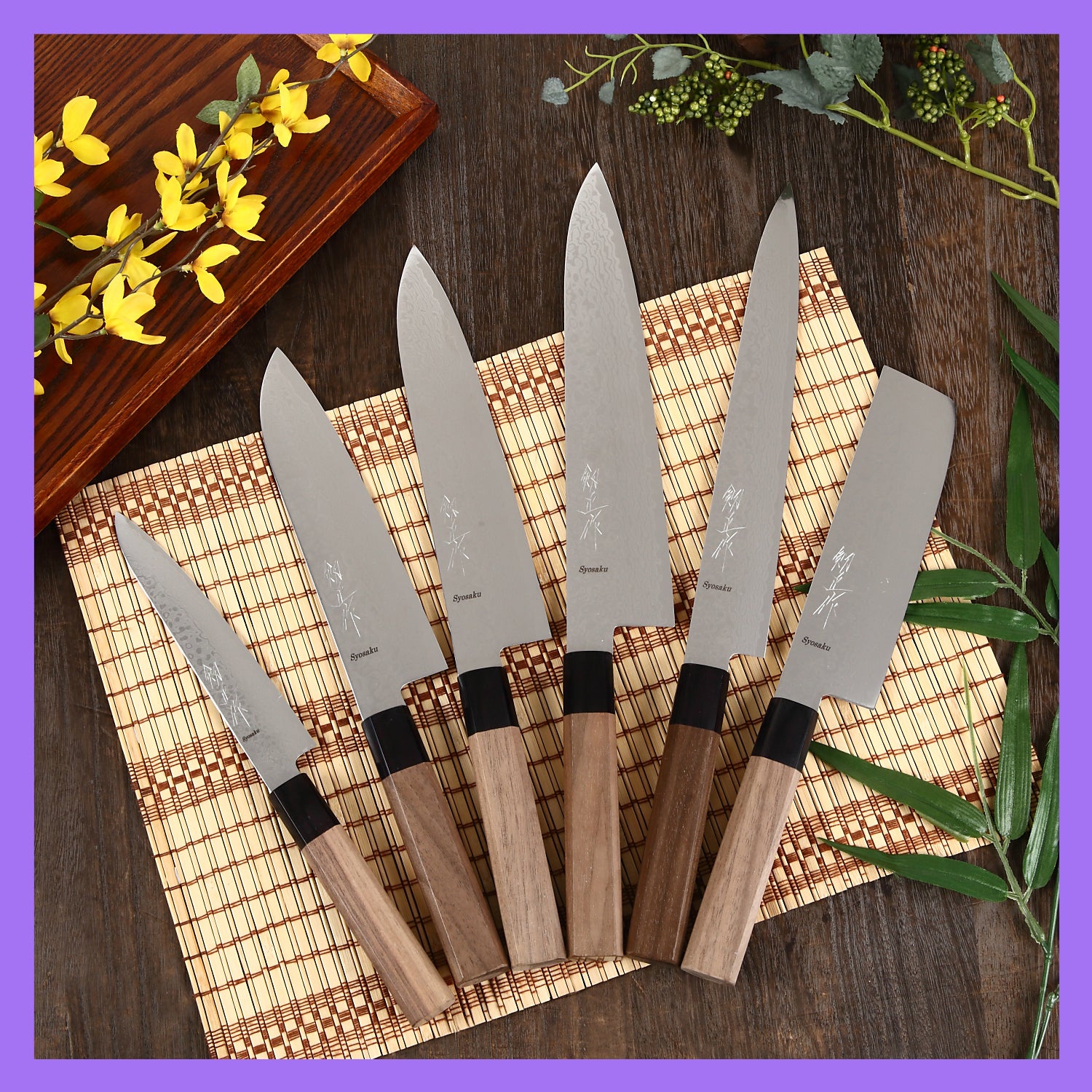 Syosaku Japanese Chef Knife Damascus ZA18 69 Layer Octagonal Walnut Handle, Gyuto 8.3-inch (210mm)
