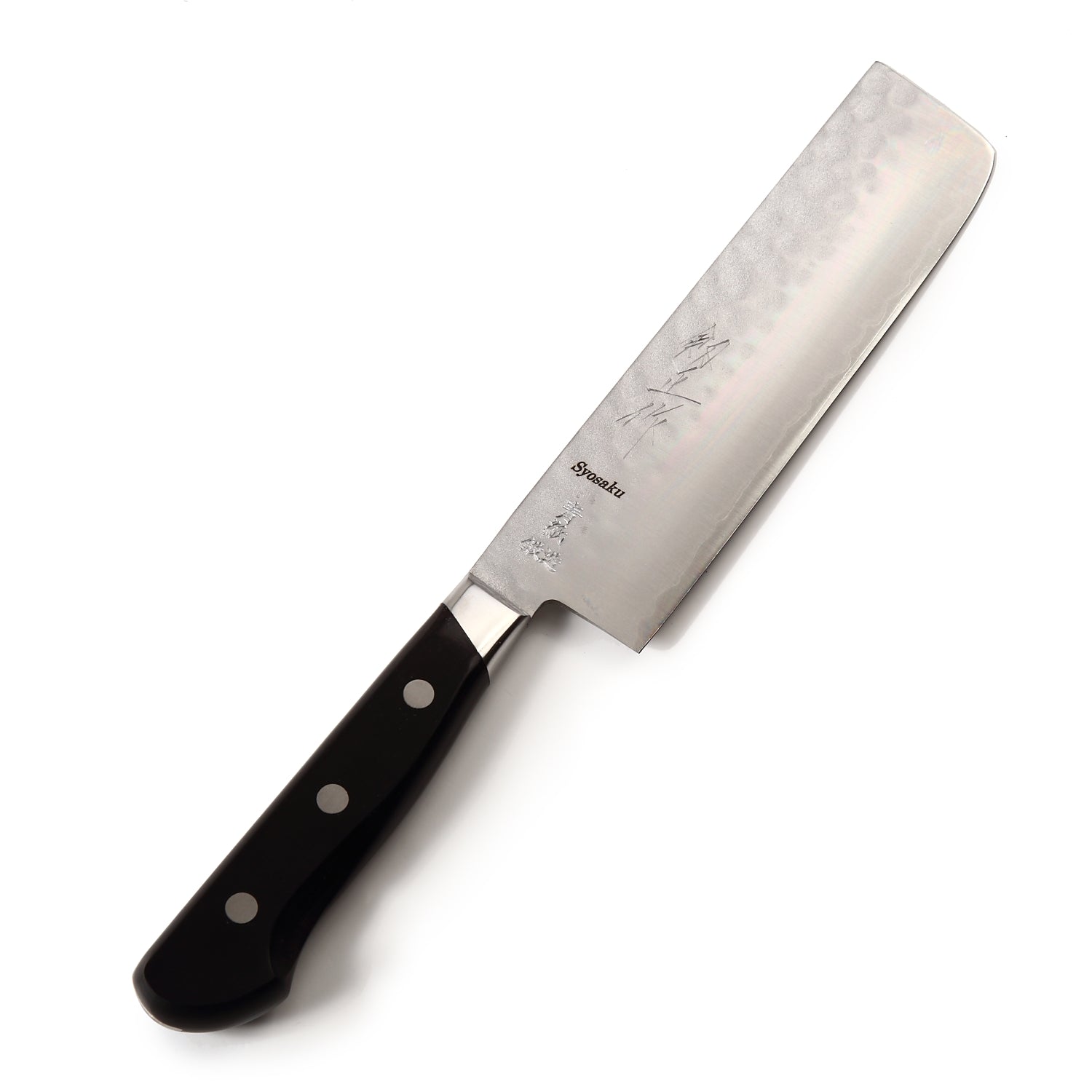 Syosaku Japanese Vegetable Knife Aoko (Blue Steel) - No.2 Black Pakkawood Handle, Nakiri 6.5-inch (160mm) - Syosaku-Japan