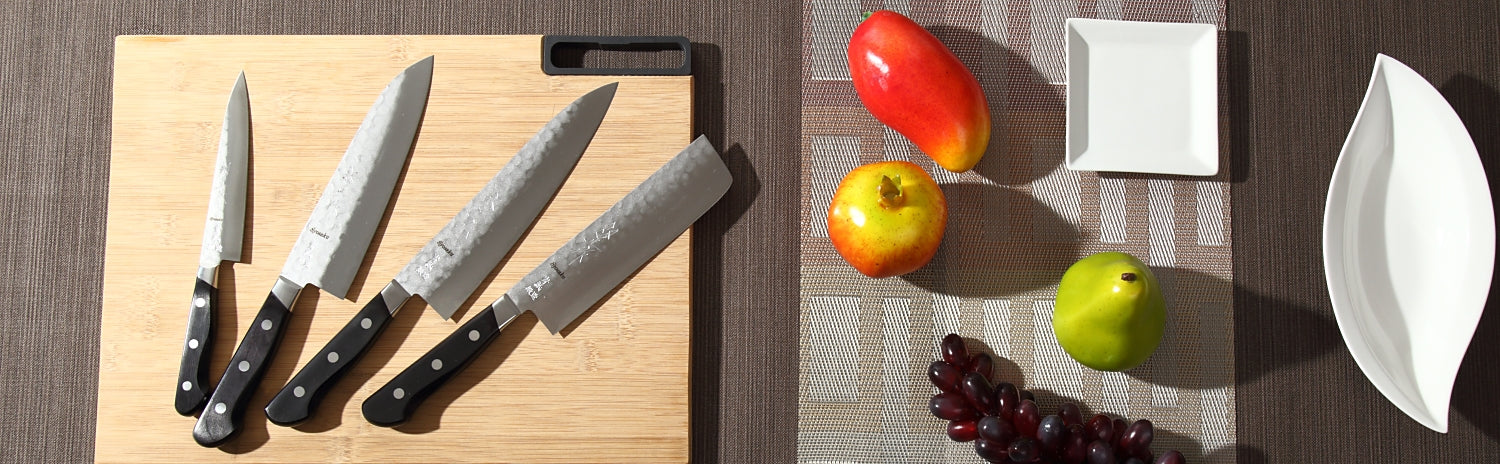 Syosaku Japanese Multi Purpose Chef Knife Aoko (Blue Steel) No.2 Black Pakkawood Handle, Santoku 7-inch (180mm) - Syosaku-Japan