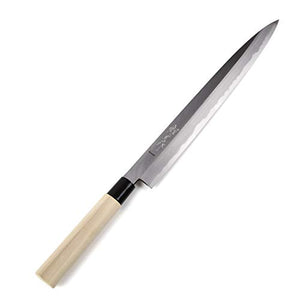 Syosaku Japanese Sushi Sashimi Chef Knife Kigami (Yellow Steel) No.2 D-Shape Magnolia Wood Handle, Yanagiba 13-inch (330mm) - Syosaku-Japan