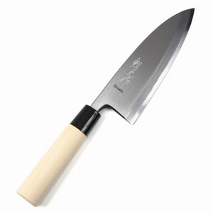 Syosaku Japanese Sushi Fillet Chef Knife Kigami (Yellow Steel) No.2 D-Shape Magnolia Wood Handle, Deba 6.5-inch (165mm) - Syosaku-Japan