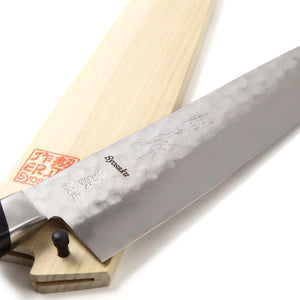 Syosaku Japanese Chef Knife Aoko (Blue Steel) No.2 Black Pakkawood Handle, Gyuto 8-inch (200mm) with Magnolia Wood Sheath Saya Cover - Syosaku-Japan