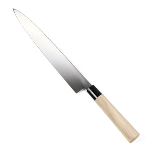 Syosaku Japanese Sushi Sashimi Chef Knife Kigami (Yellow Steel) No.2 D-Shape Magnolia Wood Handle, Yanagiba 11.8-inch (300mm) - Syosaku-Japan