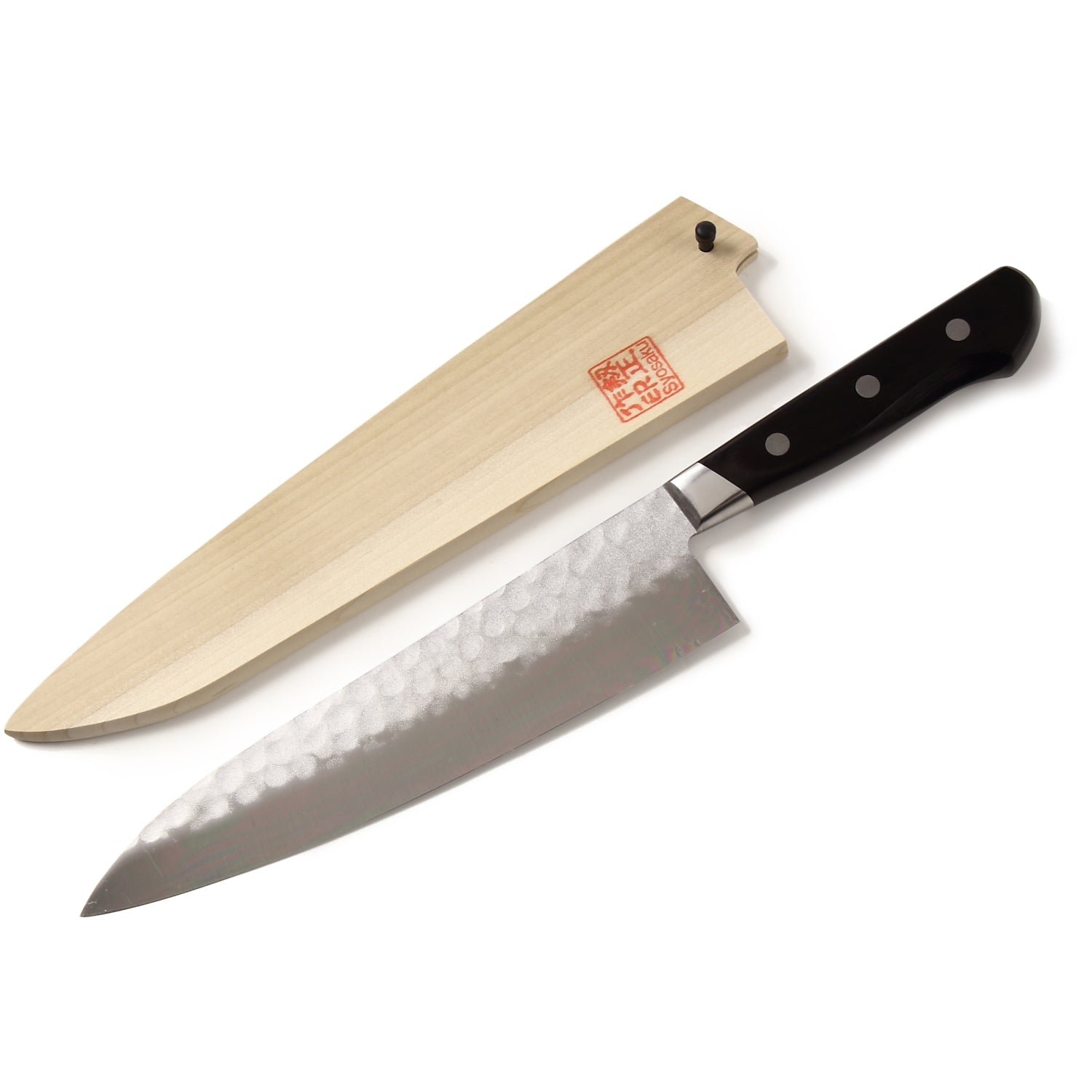 Syosaku Japanese Chef Knife Aoko (Blue Steel) No.2 Black Pakkawood Handle, Gyuto 8-inch (200mm) with Magnolia Wood Sheath Saya Cover - Syosaku-Japan