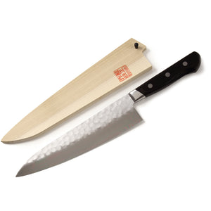 Syosaku Japanese Chef Knife Aoko (Blue Steel) No.2 Black Pakkawood Handle, Gyuto 8-inch (200mm) with Magnolia Wood Sheath Saya Cover - Syosaku-Japan