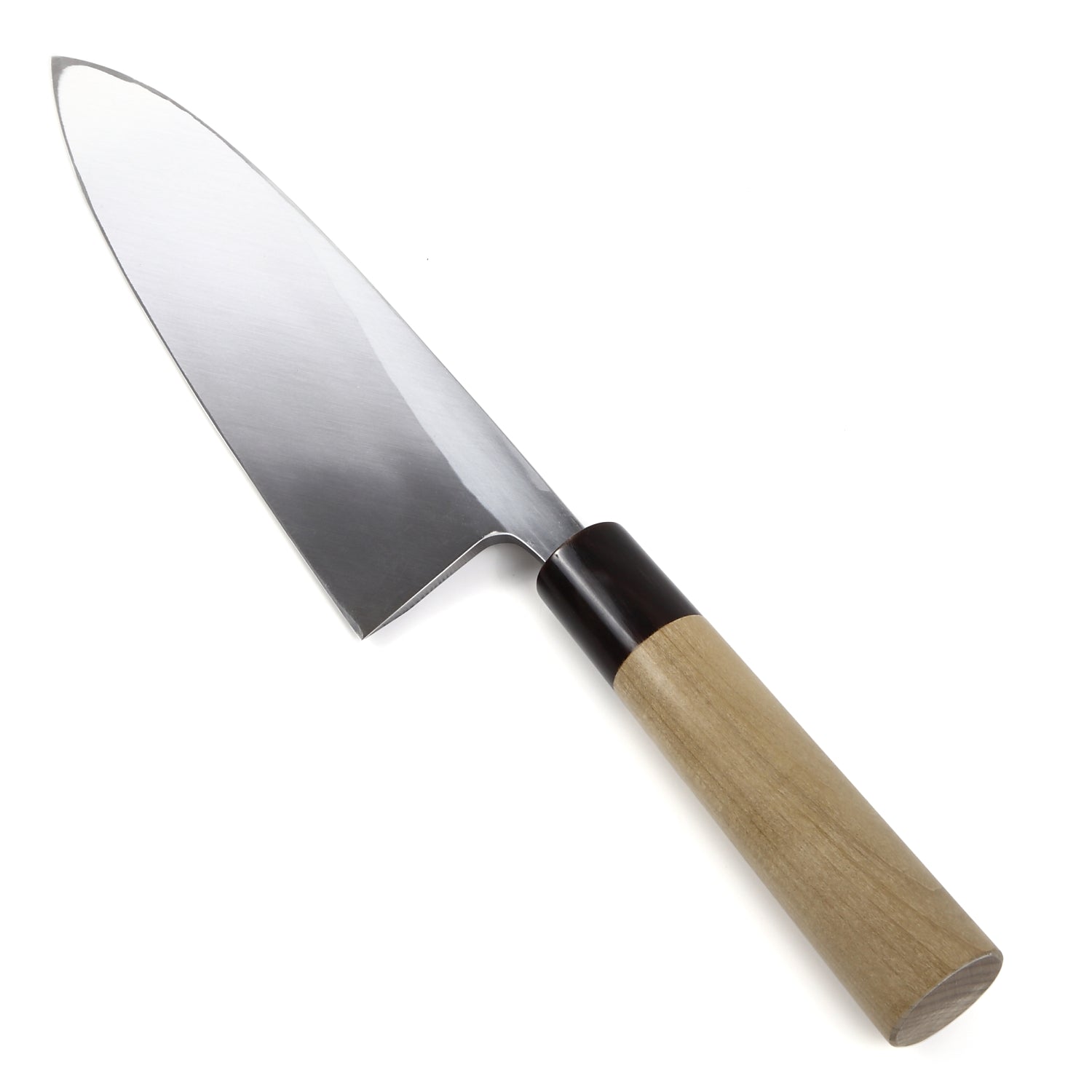 Syosaku Japanese Sushi Fillet Chef Knife Shiroko (White Steel) No.2 D-Shape Magnolia Wood Handle, Deba 7.7-inch (195mm) - Syosaku-Japan