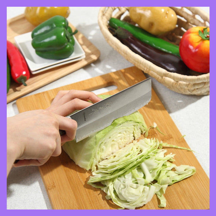 Syosaku Japanese Vegetable Knife VG-1 Gold Stainless Steel Mahogany Handle, Nakiri 6.3-inch (160mm) - Syosaku-Japan