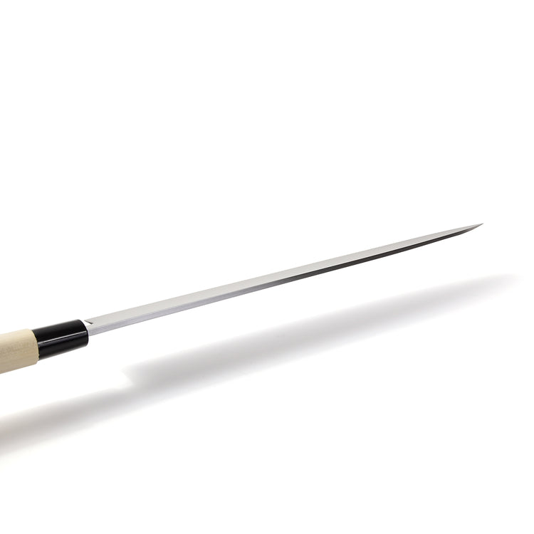 Syosaku Japanese Sushi Sashimi Chef Knife Kigami (Yellow Steel) No.2 D-Shape Magnolia Wood Handle, Yanagiba 13-inch (330mm) - Syosaku-Japan