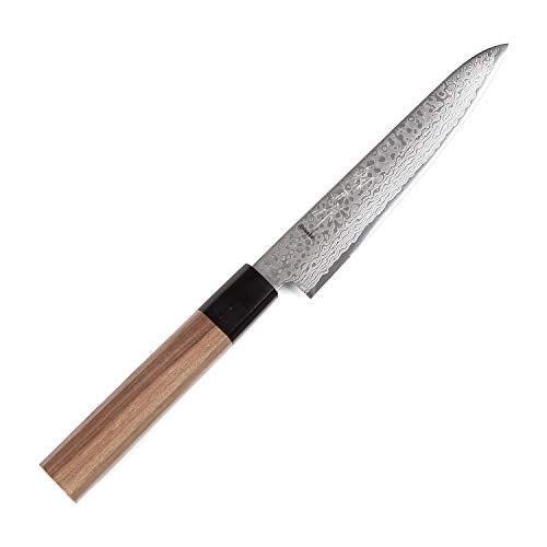Syosaku Japanese Petty Knife Damascus ZA18 69 Layer Octagonal Walnut Handle, 6-inch (150mm) - Syosaku-Japan