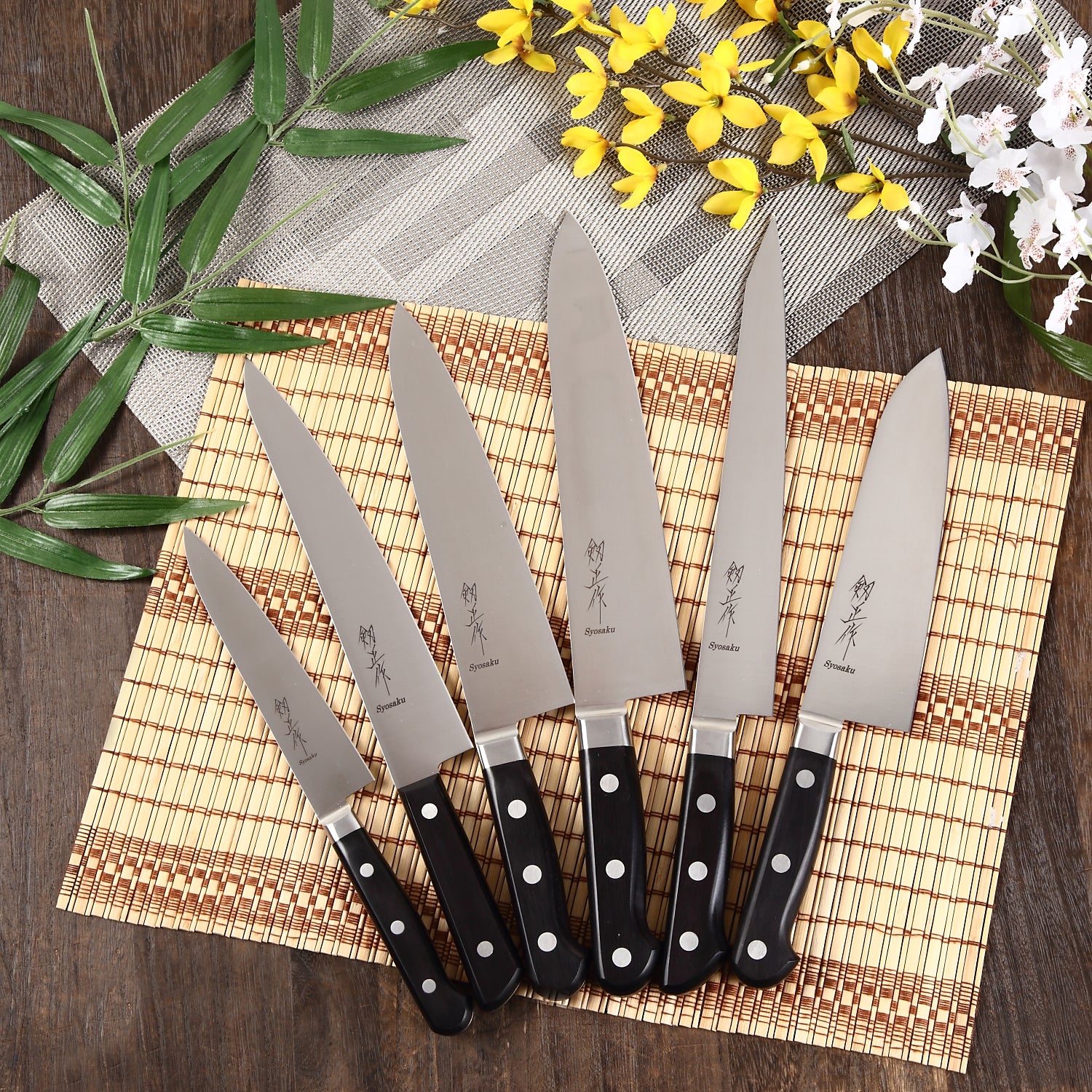 Syosaku Japanese Chef Knife INOX AUS-8A Stainless Steel Black Pakkawood Handle, Gyuto 8.3-inch (210mm) - Syosaku-Japan