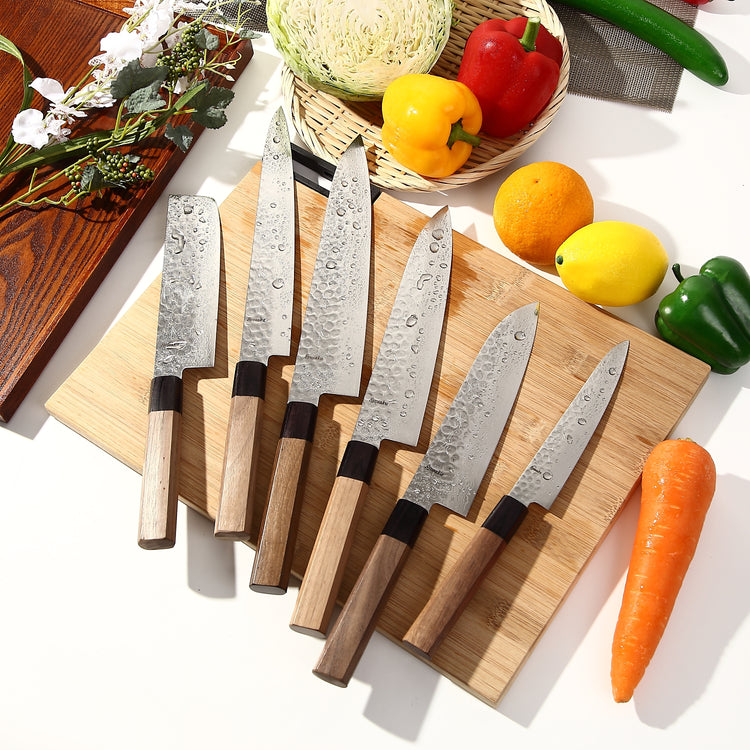 Syosaku Japanese Chef Knife Hammered Damascus VG-10 46 Layer Octagonal Walnut Handle, Gyuto 9.5-inch (240mm) - Syosaku-Japan