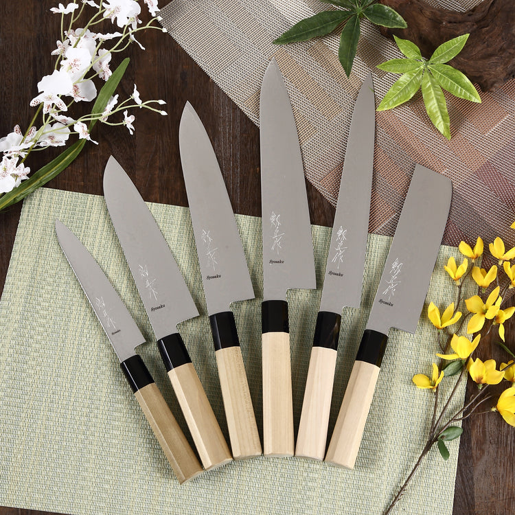 Syosaku Japanese Petty Knife Damascus ZA18 69 Layer Octagonal Magnolia Wood Handle, 6-inch (150mm) - Syosaku-Japan
