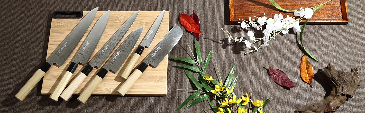 Syosaku Japanese Petty Knife Damascus ZA18 69 Layer Octagonal Magnolia Wood Handle, 6-inch (150mm) - Syosaku-Japan